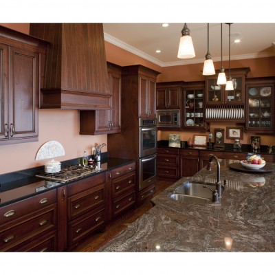 China Luxury Cherry Solid Wooden Kitchen Cabinet